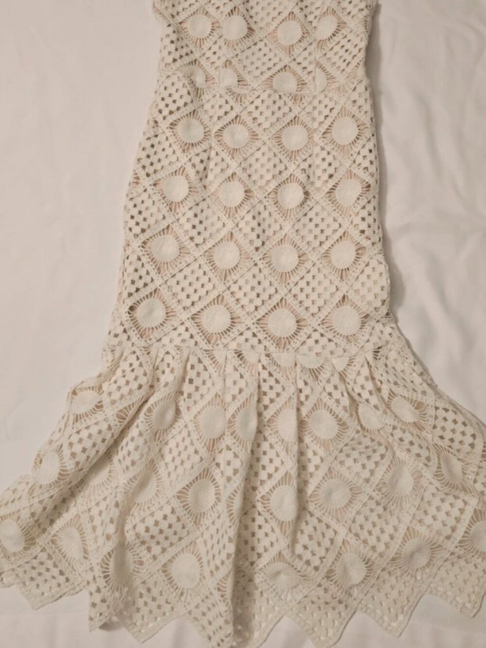 Women's White Crochet Lace Midi Dress Sleeveless Wedding Guest Party - Picture 6 of 7